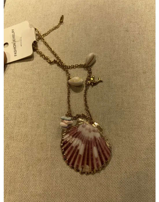 Deniz Kabuklu Kırmızı İstiridye Kolye