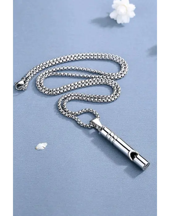 Acil Durum Düdüğü Kararma Yapmaz Yüksek Desibel Çelik Kolye Unisex