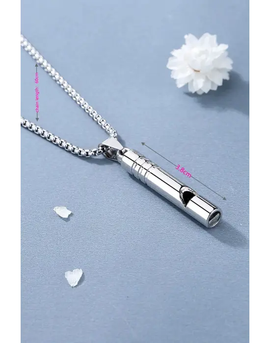 Acil Durum Düdüğü Kararma Yapmaz Yüksek Desibel Çelik Kolye Unisex