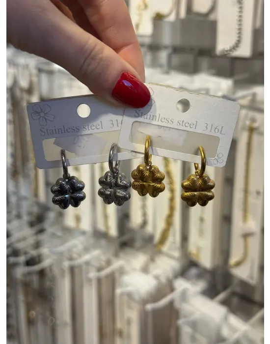 Altın Renk Dört Yapraklı Yonca Şans Küpe