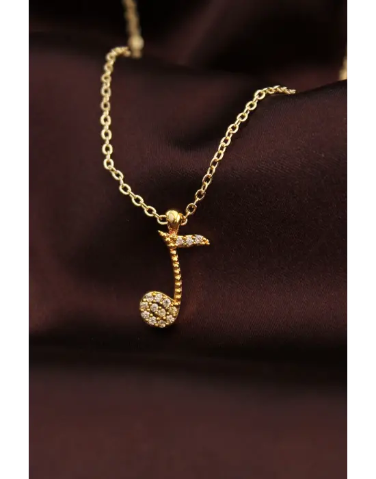 Altın Renk Zirkon Taşlı Nota Kolye