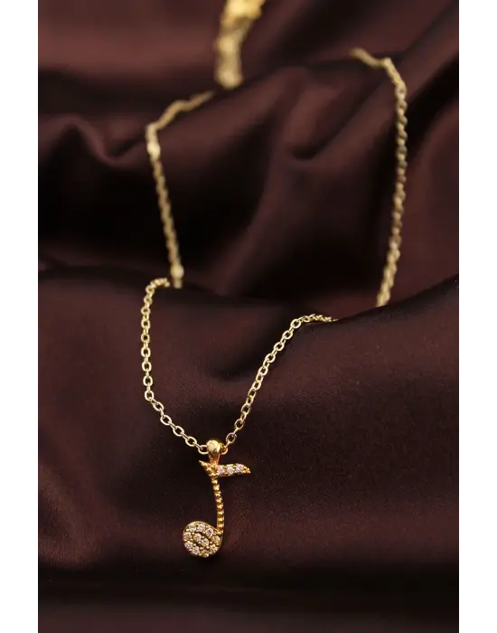 Altın Renk Zirkon Taşlı Nota Kolye