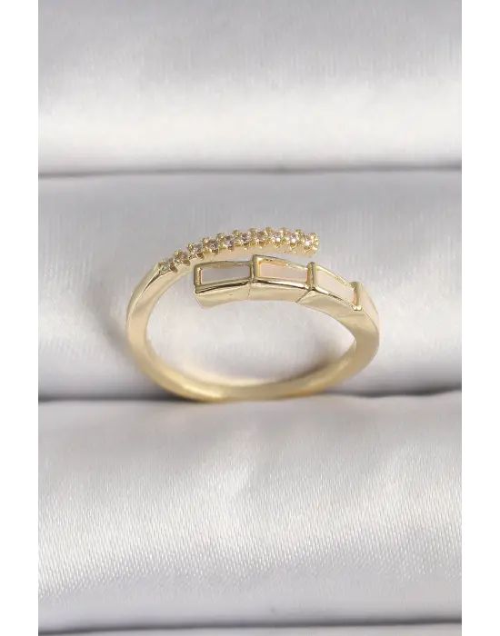  Altın Zirkon Taş Detaylı Yılan Model Ayarlanabilir Yüzük