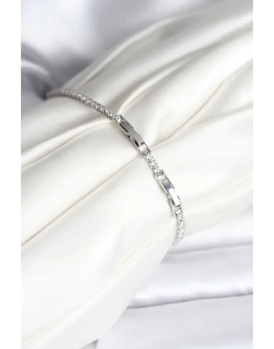 Anka Kuşu Model Zirkon Taşlı Gümüş Renk Çelik Su Yolu Kadın Bileklik