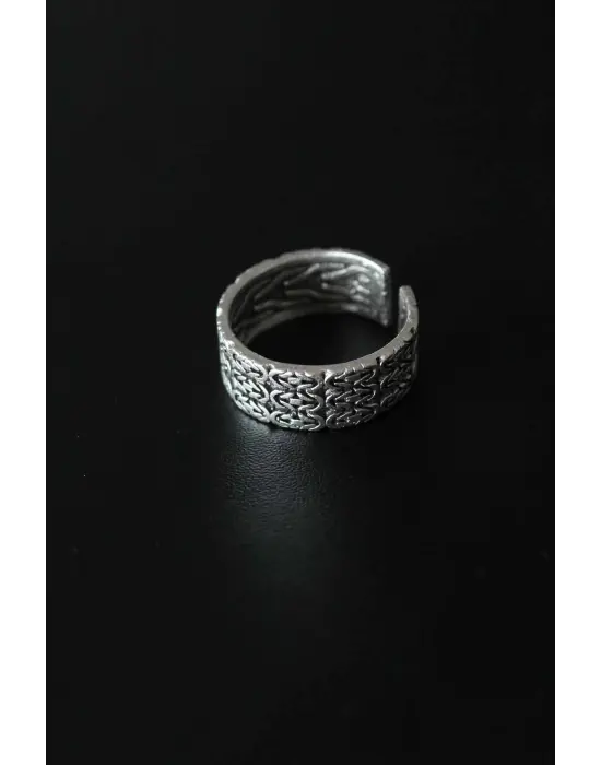 Antik Gümüş Renk Ayarlanabilir Erkek Yüzük