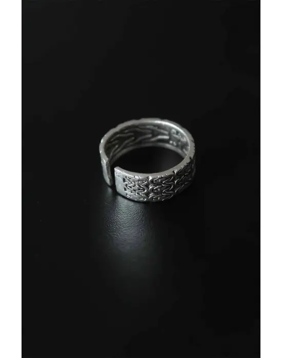 Antik Gümüş Renk Ayarlanabilir Erkek Yüzük