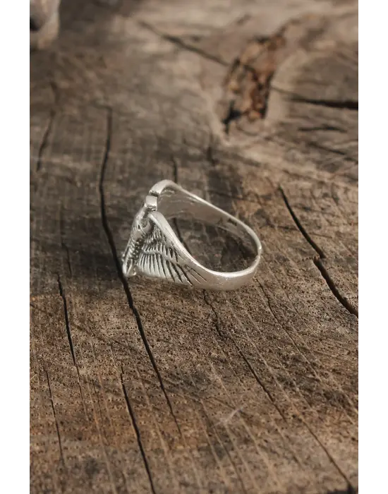 Antik Gümüş Renk Horus Model Ayarlanabilir Erkek Yüzük