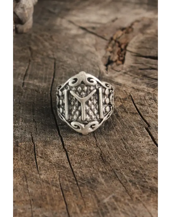 Antik Gümüş Renk IYI İşleme Ayarlanabilir Erkek Yüzük