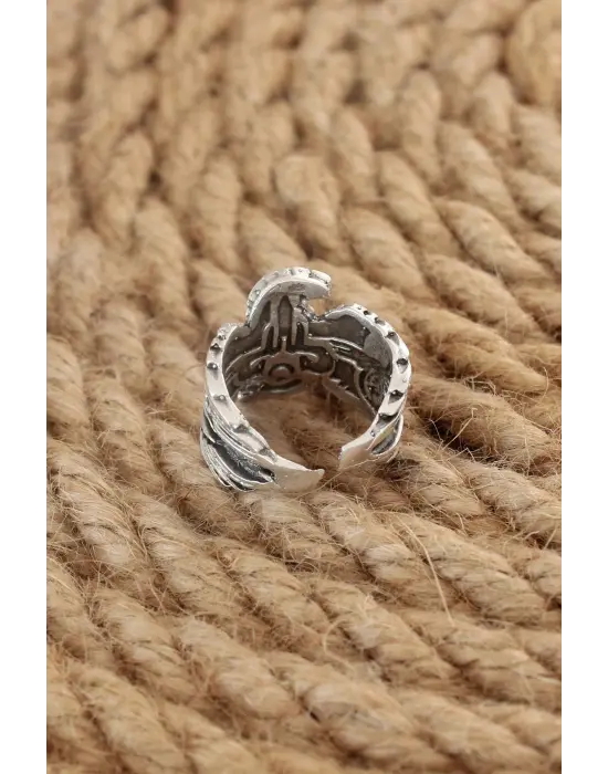 Antik Gümüş Renk Kartal Figür Ayarlanabilir Erkek Yüzük