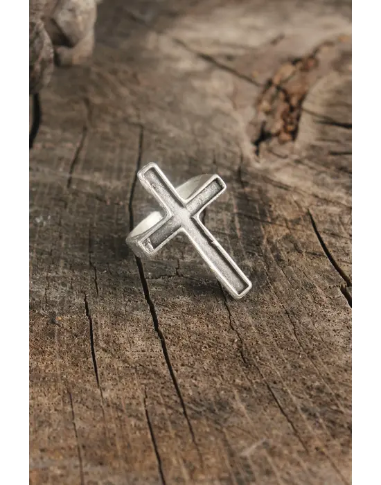 Antik Gümüş Renk Model Ayarlanabilir Erkek Yüzük