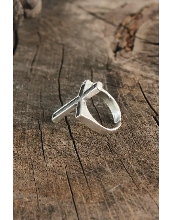 Antik Gümüş Renk Model Ayarlanabilir Erkek Yüzük