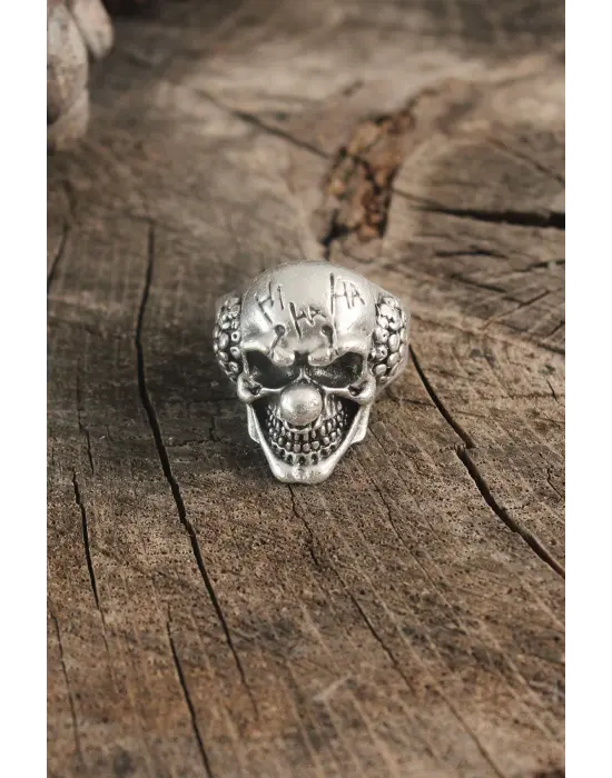 Antik Gümüş Renk Palyaço Model Ayarlanabilir Erkek Yüzük