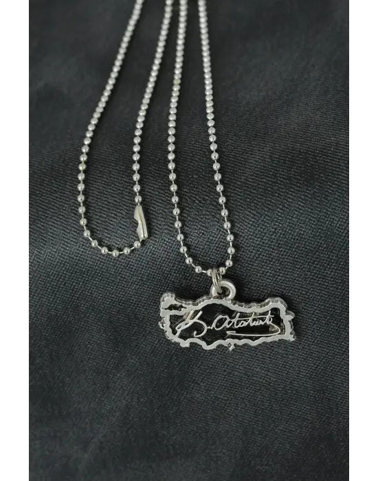 Atatürk İmzalı Metal Erkek Kolye