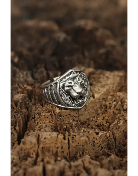 Ayarlamalı Aslan Tasarımlı Erkek Yüzük