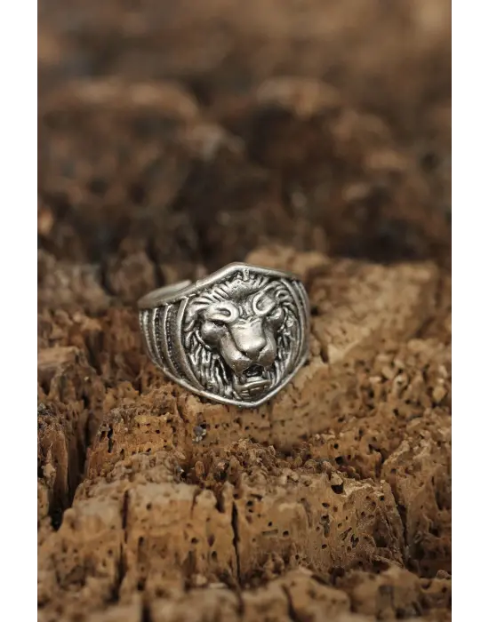 Ayarlamalı Aslan Tasarımlı Erkek Yüzük
