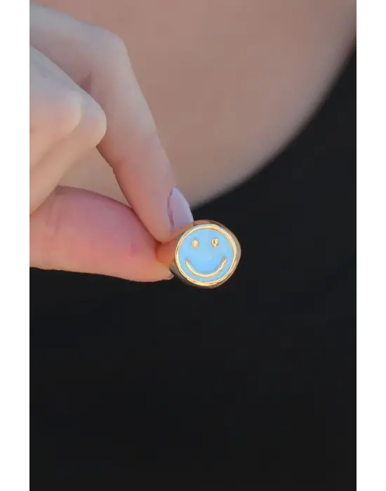 Ayarlamalı Mavi Mineli Smile Yüzük