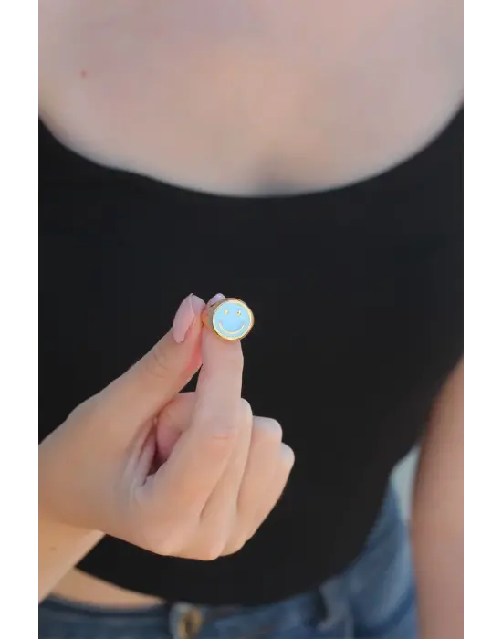 Ayarlamalı Mavi Mineli Smile Yüzük