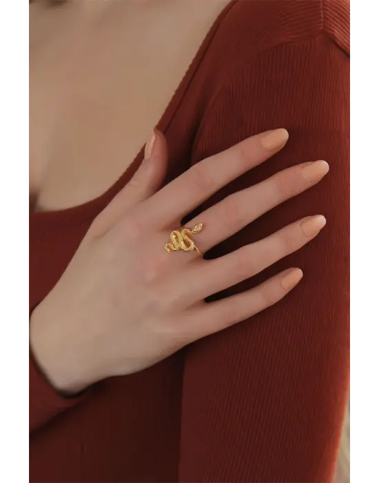 Ayarlanabilir Altın Renk Yılan Yüzük