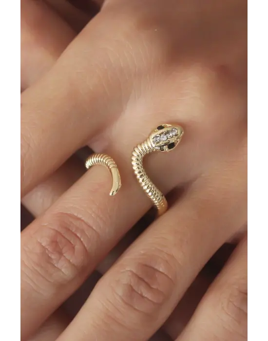 Ayarlanabilir Gold Renk Yılan Kadın Yüzük
