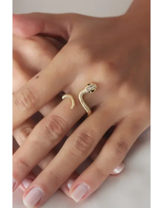 Ayarlanabilir Gold Renk Yılan Kadın Yüzük