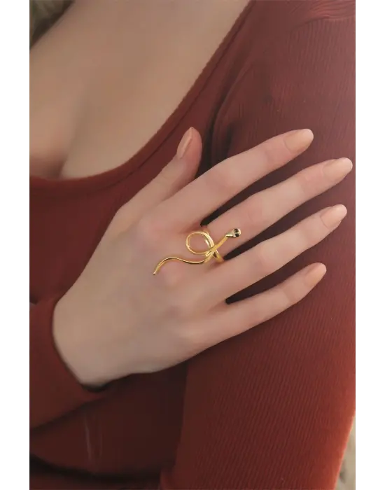 Ayarlanabilir Gold Renk Yılan Yüzük