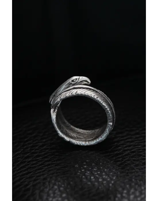 Ayarlanabilir Kartal Başı ve Kartal Tüyü Model Erkek Yüzük