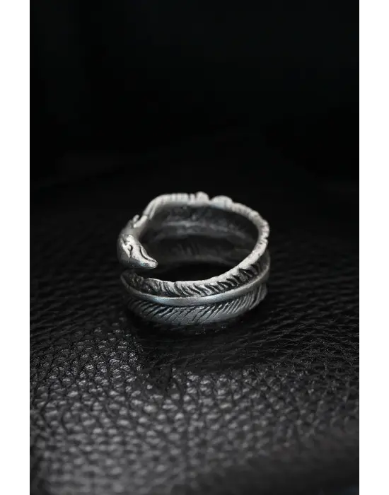 Ayarlanabilir Kartal Başı ve Kartal Tüyü Model Erkek Yüzük