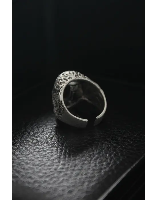 Ayarlanabilir Motifli Kurukafa Figürlü Erkek Yüzük