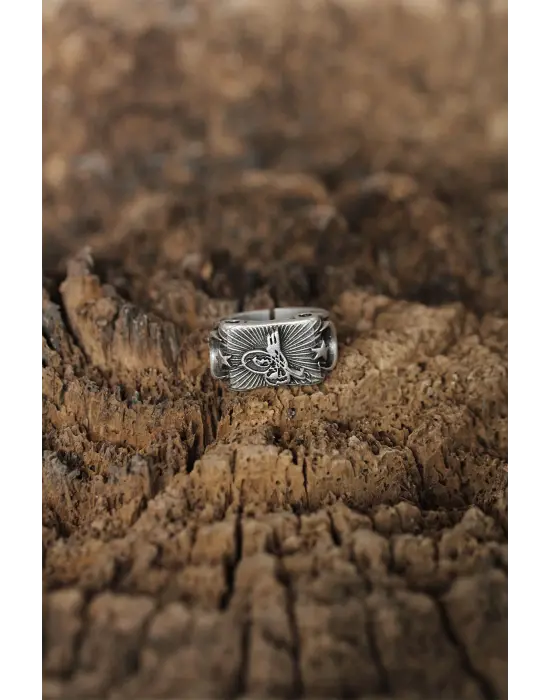 Ayarlanabilir Osmanlı Tuğrası Tasarımlı Erkek Yüzük