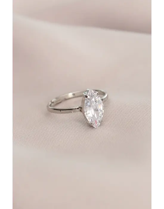 Ayarlanabilir Silver Renk Taşlı Yüzük