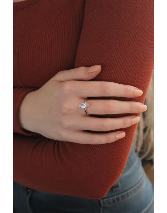 Ayarlanabilir Silver Renk Taşlı Yüzük