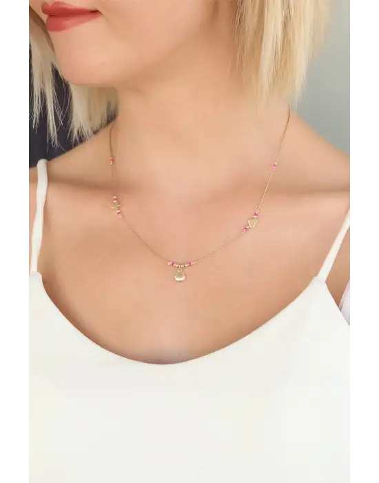 Boncuklu İstiridyeli Bayan Kolye