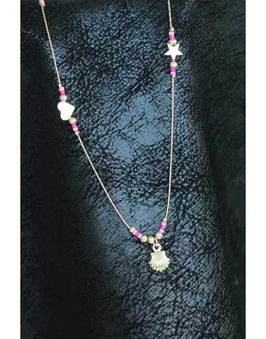 Boncuklu İstiridyeli Bayan Kolye