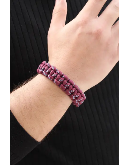 Bordo Mavi Paracord Bileklik
