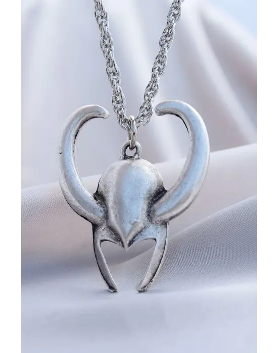 Boynuz Tasarımlı Krom Kaplama Erkek Kolye