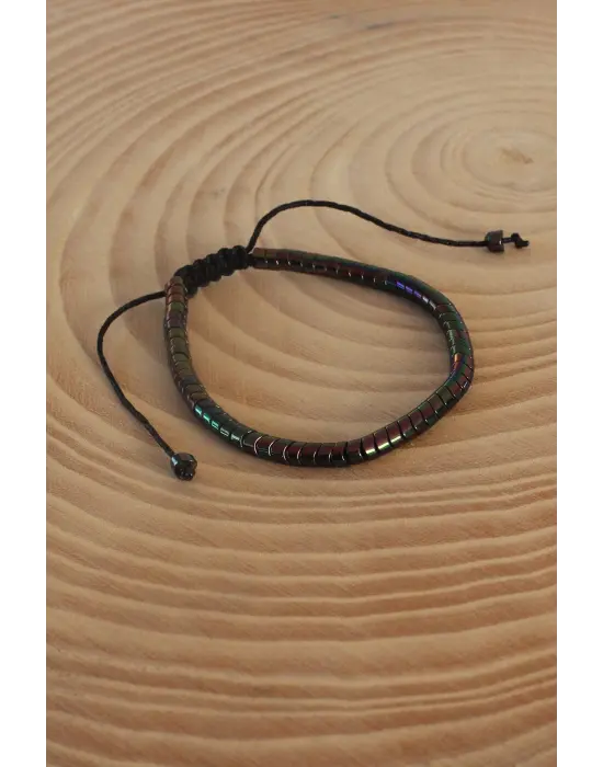 Bukalemun Renk Makrome Doğal Taş Erkek Bileklik