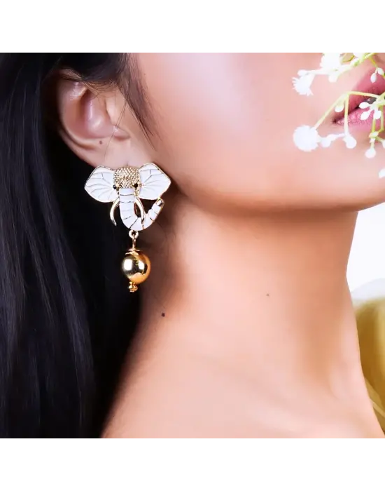 Büyük Boy Fil Motifli Çelik Küpe