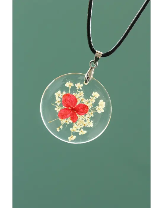 Canlı Çiçek Tasarımlı Kadın Kolye