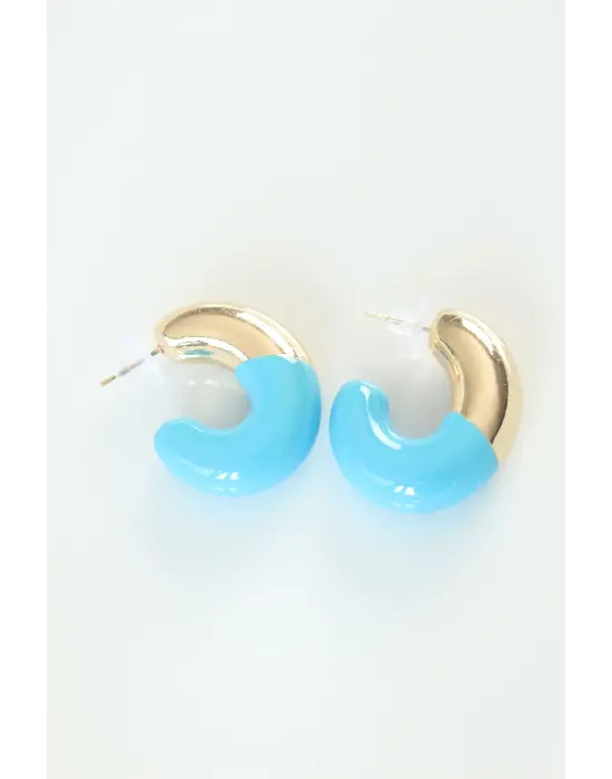 CCB Mavi Gold Çift Renk Küpe