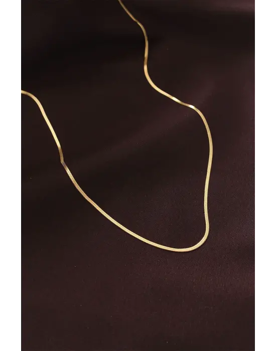 Çelik Altın  60 cm İnce İtalyan Zincir Çelik Kolye