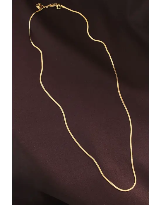 Çelik Altın  60 cm İnce İtalyan Zincir Çelik Kolye