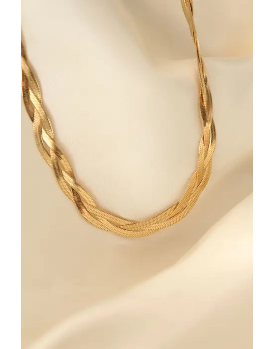 Çelik Altın Renk Sarmal Kolye