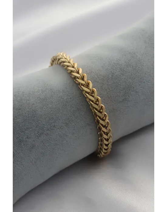 Çelik Gold Renk Kalın Zincir Model Kadın Bileklik