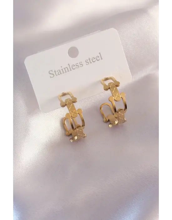  Altın Tifanny Zincir Model Çelik Küpe