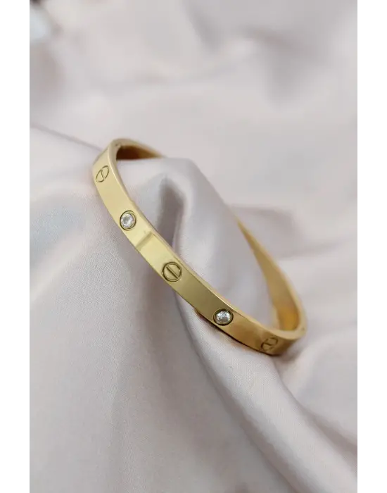 316L Çelik Gold Renk Zirkon Taşlı Bileklik