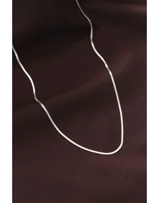 Çelik Gümüş  60 cm İnce İtalyan Zincir Çelik Kolye