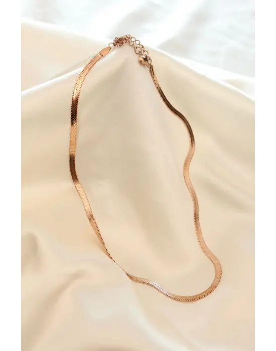 Çelik Rose Renk 45 cm İtalyan Zincir Model Kadın Kolye