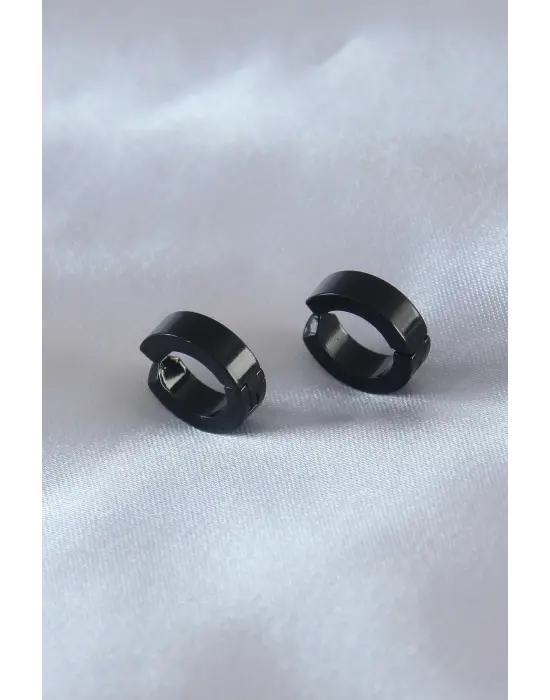  Siyah Renk Sıkıştırmalı Erkek Küpe