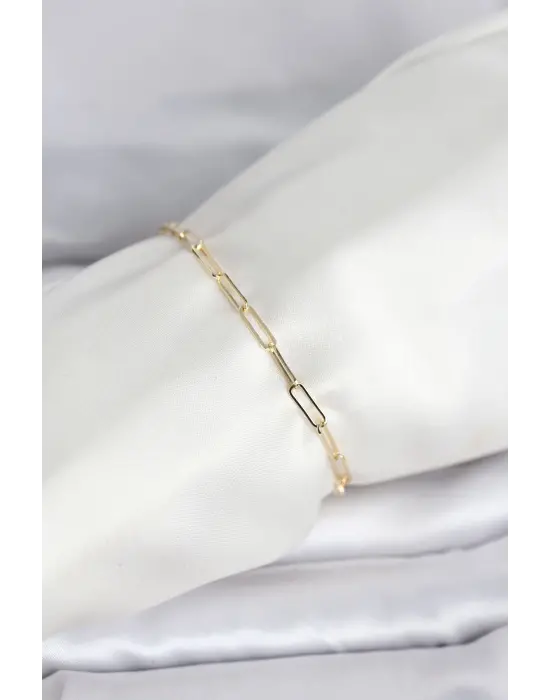 CM 14K Gold Renk Ataç Zincir Model Kadın Bileklik