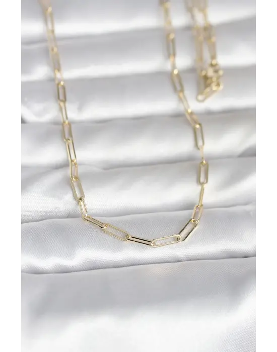 CM 14K Gold Renk Ataç Zincirli Model 60 cm Kadın Kolye